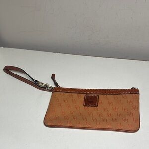 Dooney & Bourke Tan monogram all over print Wristlet